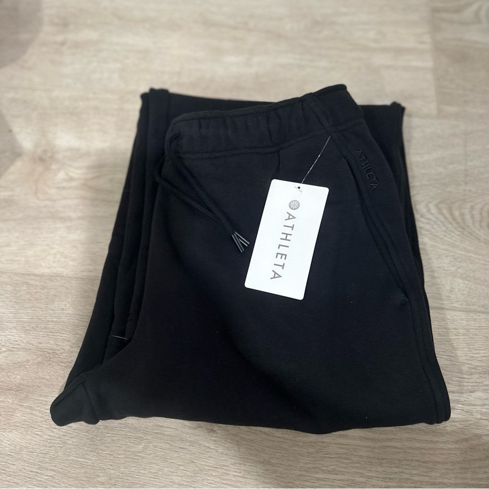 Athleta Women's Black Heavyweight Terry Mid Rise Pant - Black Size M NWT - Picture 4 of 8